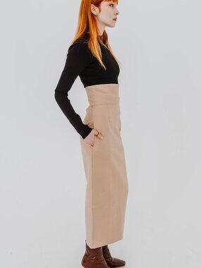 NWT CALCATERRA TUBINO COLUMN SKIRT IN BISCUIT BEIGE